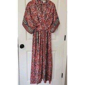 Anthropologie Boemo Paisley Smocked Maxi Dress Size S Boho Empire Waist Slit